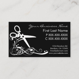 Witte zwarte zwenkhaarsnijdende visitekaartjes