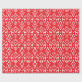 Witte Zweedse Dala Horse Cherry Red Holiday Cadeaupapier (Vlak)