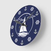 Witte zweefboot/anker/wielsilhouet ronde klok (Hoek)