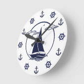 Witte zweefboot/anker/wielsilhouet ronde klok (Hoek)