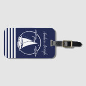 Witte zweefboot silhouet/ankers gewicht bagagelabel (Voorkant (horizontaal))