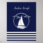 Witte zweefboot silhouet/ankers gewicht poster (Voorkant)