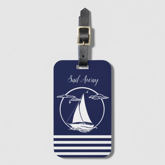 Witte zweefboot silhouet/zeilboot weg bagagelabel (Voorkant (verticaal))