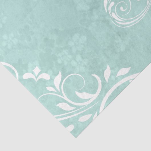 witte zweepjes op Blauwgroen onderzeese puin Tissuepapier (Detail)