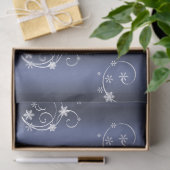 Witte Zwemelen en Snowflakes op blauwe kerst Tissuepapier (Geschenk)