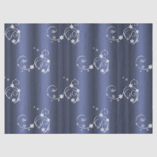 Witte Zwemelen en Snowflakes op blauwe kerst Tissuepapier