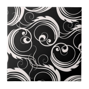 Witte Zwemelen op zwart Tegeltje