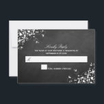 Witte zwemmers op Chalkboard Weddenschap RSVP-Kaar RSVP Kaartje<br><div class="desc">Deze elegante witte zwijn op een krijtbordbruiloft RSVP-kaarten zijn perfect voor elk stel dat een romantisch en chic huwelijk plant. Deze RSVP-kaarten kunnen worden gepersonaliseerd voor uw speciale gelegenheid en maken de perfecte antwoordkaarten voor elke bruiloft,  elk vrijgezellenfeest,  elke verlovingspartij,  elke verjaardagspartij en nog veel meer.</div>