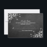 Witte zwemmers op Chalkboard Weddenschap RSVP-Kaar RSVP Kaartje<br><div class="desc">Deze elegante witte zwijn op een krijtbordbruiloft RSVP-kaarten zijn perfect voor elk stel dat een romantisch en chic huwelijk plant. Deze RSVP-kaarten kunnen worden gepersonaliseerd voor uw speciale gelegenheid en maken de perfecte antwoordkaarten voor elke bruiloft,  elk vrijgezellenfeest,  elke verlovingspartij,  elke verjaardagspartij en nog veel meer.</div>