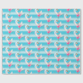 Witte zwenkvogel, whimsy aqua Lake, kunstpapier Cadeaupapier (Vlak)