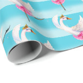 Witte zwenkvogel, whimsy aqua Lake, kunstpapier Cadeaupapier (Rol Hoek)
