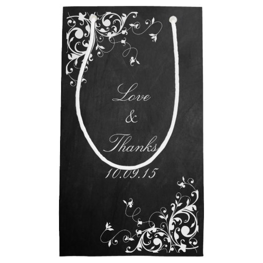 Witte zwepen op het Chalkboard Weddenschap Klein Cadeauzakje (Voorkant)