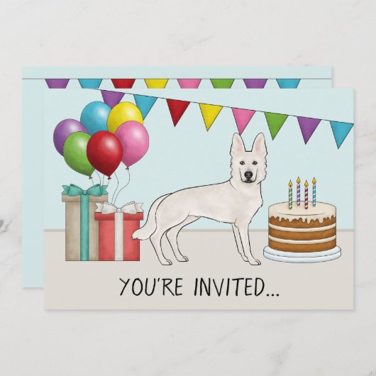 Witte Zwitserse Duitse herder hond kleurrijke verj Kaart (Voorkant / Achterkant)