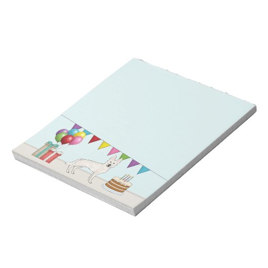 Witte Zwitserse Duitse herder hond kleurrijke verj Notitieblok (Linkerzijde)