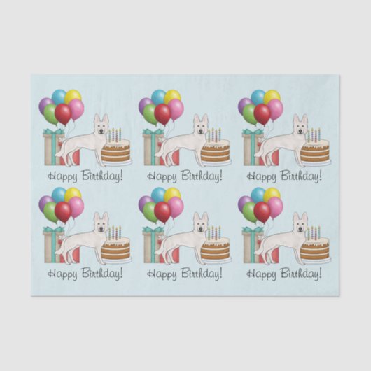 Witte Zwitserse Duitse herder hond kleurrijke verj Tissuepapier (Voorkant)