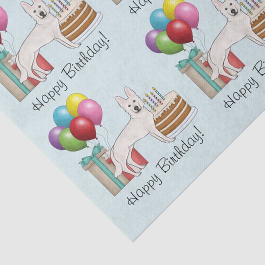 Witte Zwitserse Duitse herder hond kleurrijke verj Tissuepapier (Detail)