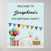 Witte Zwitserse Duitse Herder Hond Verjaardag Welk Poster (Voorkant)