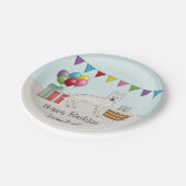 Witte Zwitserse herder cartoon hond kleurrijke ver Papieren Bordje (Gekanteld)