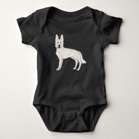 Witte Zwitserse Herder Duitse Herder Alsatian Hond Romper (Voorkant)