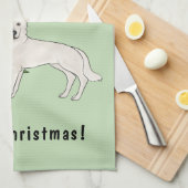 Witte Zwitserse Herder GSD Groene Kerstboom Theedoek (Quarter Fold)