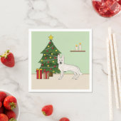 Witte Zwitserse Herder GSD Hond Groene Kerstboom Servet (Insitu)