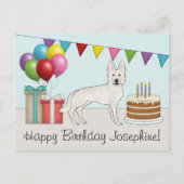 Witte Zwitserse Herder GSD Kleurrijke Gelukkige Ve Briefkaart (Voorkant)