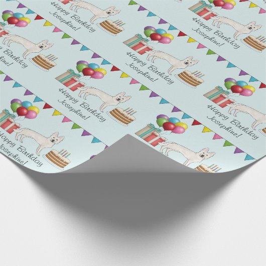 Witte Zwitserse Herder GSD Kleurrijke Gelukkige Ve Cadeaupapier (Hoek)