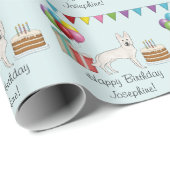 Witte Zwitserse Herder GSD Kleurrijke Gelukkige Ve Cadeaupapier (Rol Hoek)