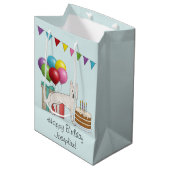 Witte Zwitserse Herder GSD Kleurrijke Gelukkige Ve Medium Cadeauzakje (Voorkant Gekanteld)