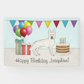 Witte Zwitserse Herder GSD Kleurrijke Gelukkige Ve Spandoek (Horizontaal)