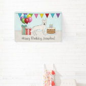 Witte Zwitserse Herder GSD Kleurrijke Gelukkige Ve Spandoek (Insitu)