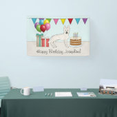 Witte Zwitserse Herder GSD Kleurrijke Gelukkige Ve Spandoek (Beurs)