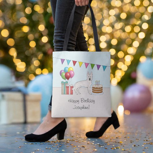 Witte Zwitserse Herder GSD Kleurrijke Gelukkige Ve Tote Bag