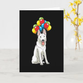 Witte Zwitserse Herder met Ballons Gift Kaart (Gele Bloem)