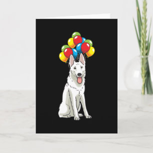 Witte Zwitserse Herder met Ballons Gift Kaart