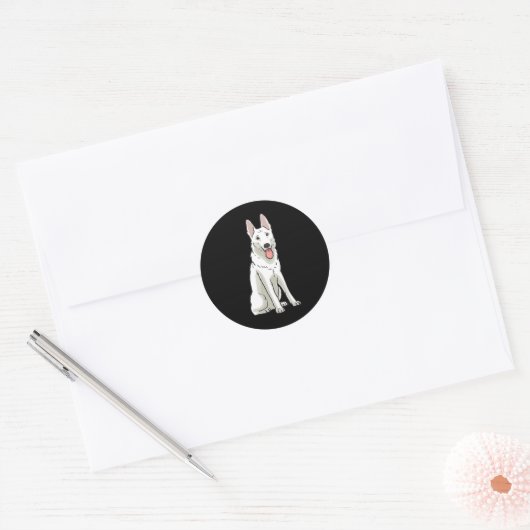 witte zwitserse herder ronde sticker (Envelop)