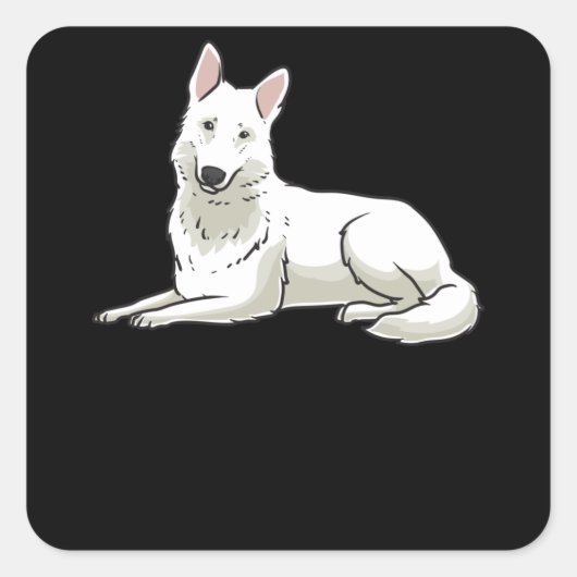 witte zwitserse herder vierkante sticker (Voorkant)