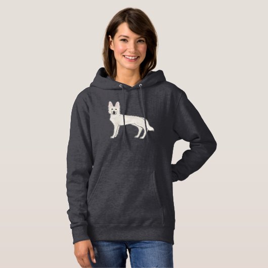 witte zwitserse herder witte duitse herder hond hoodie (Voorkant volledig)