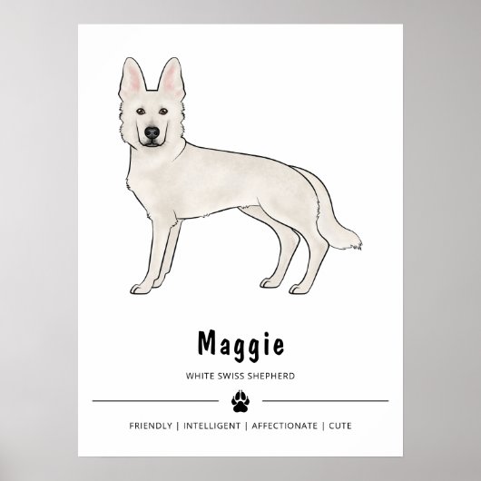 Witte Zwitserse Herder Witte GSD en aangepaste tek Poster (Voorkant)