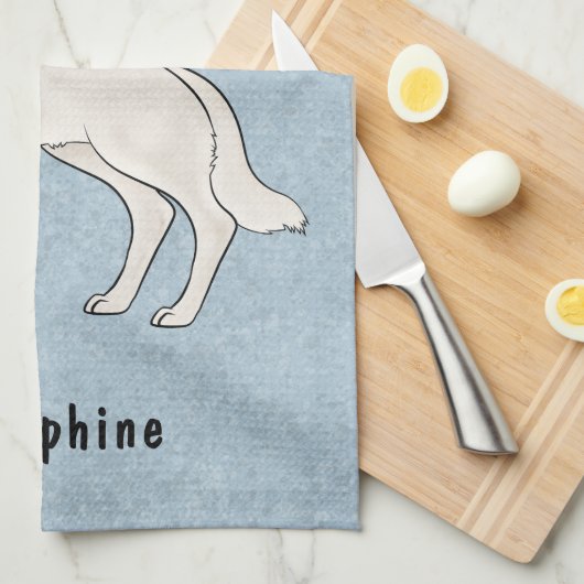 Witte Zwitserse Herder Witte GSD Hond met Naam Bla Theedoek (Quarter Fold)