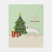 Witte Zwitserse Herder Witte GSD Kerstboom Fleece Deken (Voorkant)
