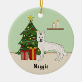 Witte Zwitserse Herder Witte GSD Kerstboom Keramisch Ornament (Voorkant)