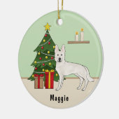Witte Zwitserse Herder Witte GSD Kerstboom Keramisch Ornament (Links)