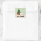 Witte Zwitserse Herder Witte GSD Kerstboom Vierkante Sticker (Tas)
