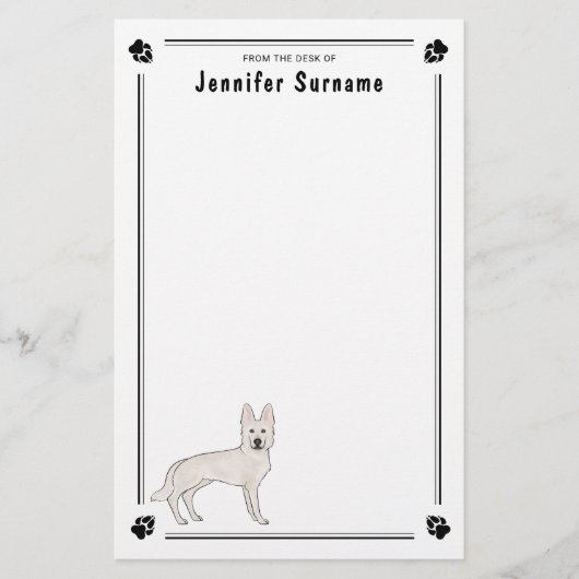 Witte Zwitserse Herder Witte GSD Mooie Hond Met Te Briefpapier (Voorkant)