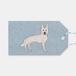Witte Zwitserse Herder Witte GSD Schattigee Cartoo Cadeaulabel