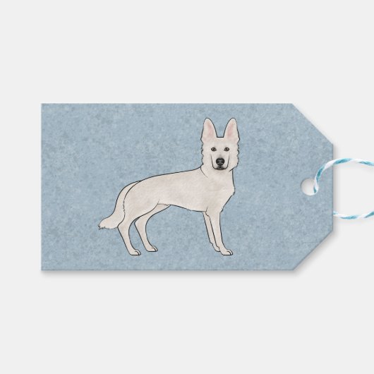 Witte Zwitserse Herder Witte GSD Schattigee Cartoo Cadeaulabel (Voorkant (Horizontaal))