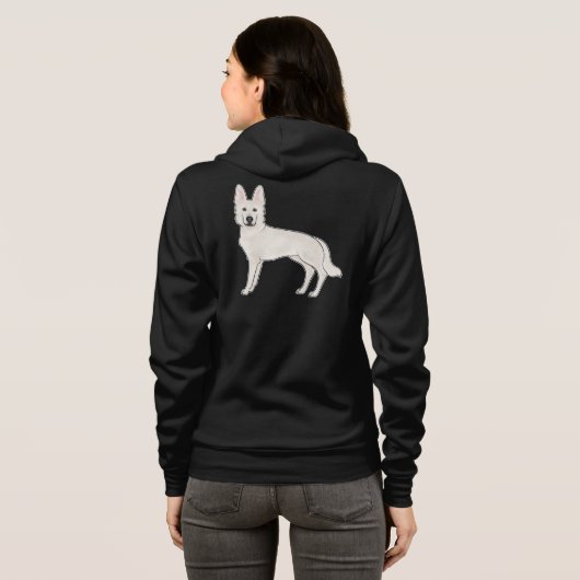 Witte Zwitserse Herder Witte GSD Schattigee Cartoo Hoodie (Achterkant volledig)