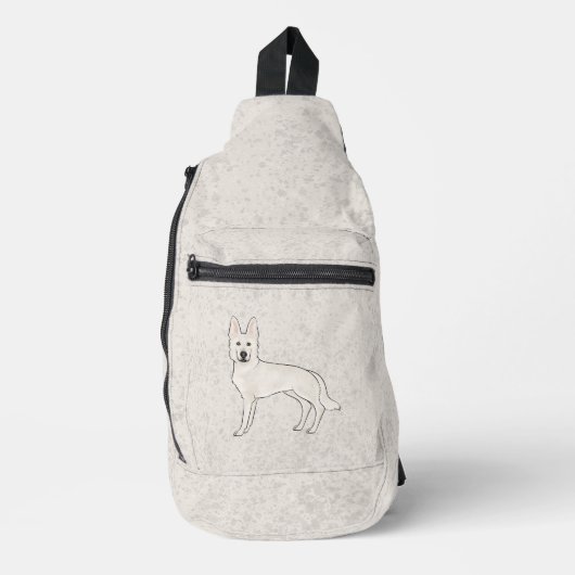 Witte Zwitserse Herder Witte GSD Schattigee Cartoo Sling Bag (Voorkant)