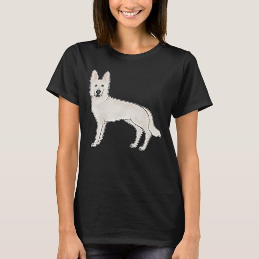 Witte Zwitserse Herder Witte GSD Schattigee Cartoo T-shirt (Voorkant)